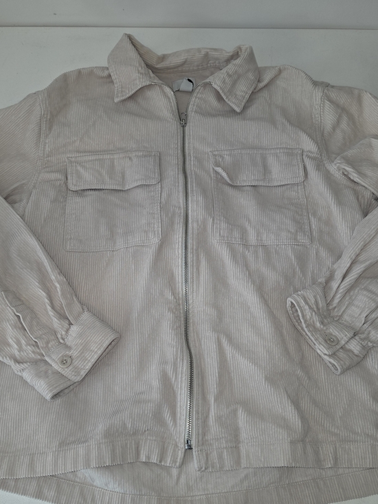 H&M Jackets & Blazers - H&M Light Beige Corduroy Zip Jacket